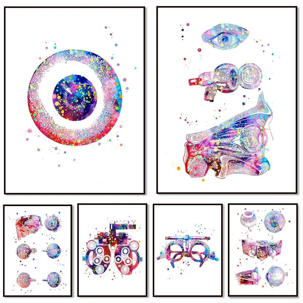 Ophthalmology Art Ophthalmology Anatomy Print Set, Optometrist Gift Optician Office Decoration Refraction Poster, Trial Frame Pr