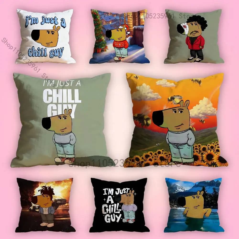Federa per cuscino Chill Guy per divano, arredamento per ufficio, stampa, protezione per cuscino, regalo di San Valentino personalizzato