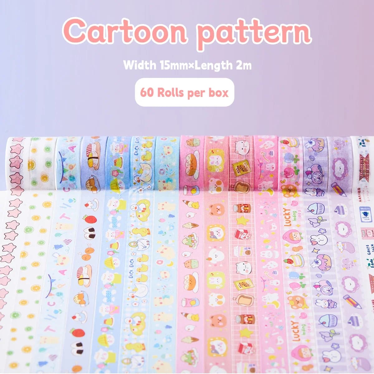 60PCS Kawaii Washi Tape Set Scrapbooking Journal Decorative Masking Tape Gift Packing Cute Korean Stationery School Supplies