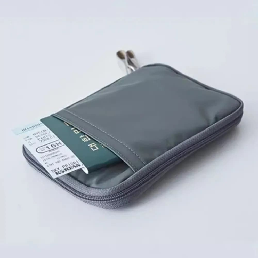 Solid Color Passport Bag Water Resistant Nylon Material Travel Wallet Hand-held Style Multifunction Design Passport Holder
