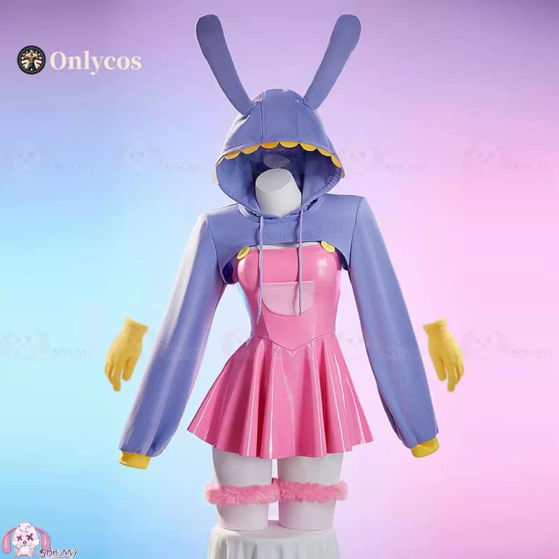 Costume Cosplay di Jax dal Circo Digitale, Abito Slip da Coniglietta per Halloween e Natale, Solo per Donne