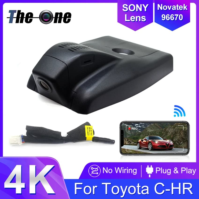 Videoregistratore per auto Plug and Play con Wi-Fi, Dash Cam per Toyota CHR C-HR 2018 2019 2020 2021 2022 2023, DashCam 4K