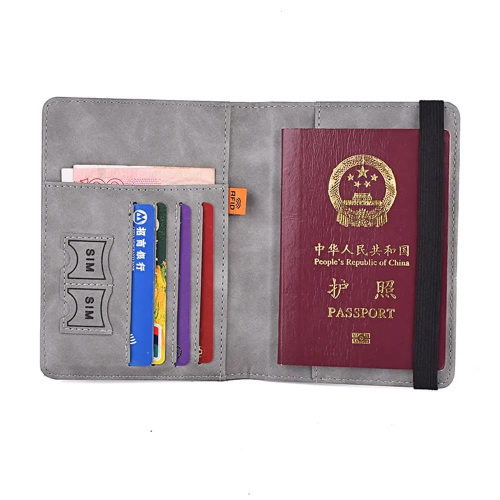 Custodia portaoggetti Custodia per organizer con blocco RFID ID Porta carte di credito Porta documenti Custodia per passaporto Custodia per passaporto Porta passaporto