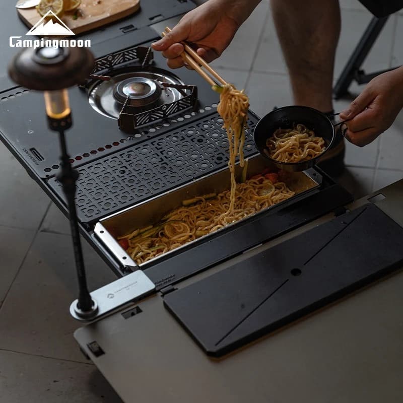 CAMPINGMOON CK-11 Scatola per posate in acciaio inossidabile da campeggio Comodo tavolo IGT Lavello Tavolo da tè all'aperto Portaposate