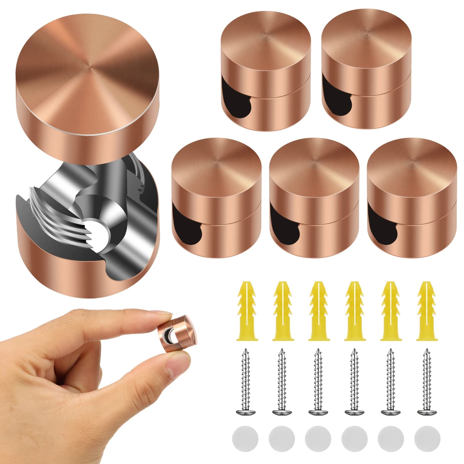 6Pcs Metal Cable Clips Aluminum Wire Organizer Adhesive and Screw Mount Charging Cord Holder for Desk Wall Nightstand Office