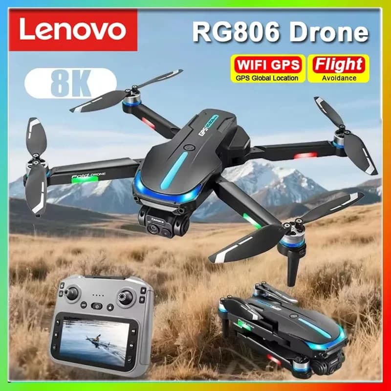 Lenovo RG806 Max Aerial Drone 8K HD 5.6-Inch Remote Control with Screen GPS Positioning Brushless Motor Obstacle Avoidance Toy