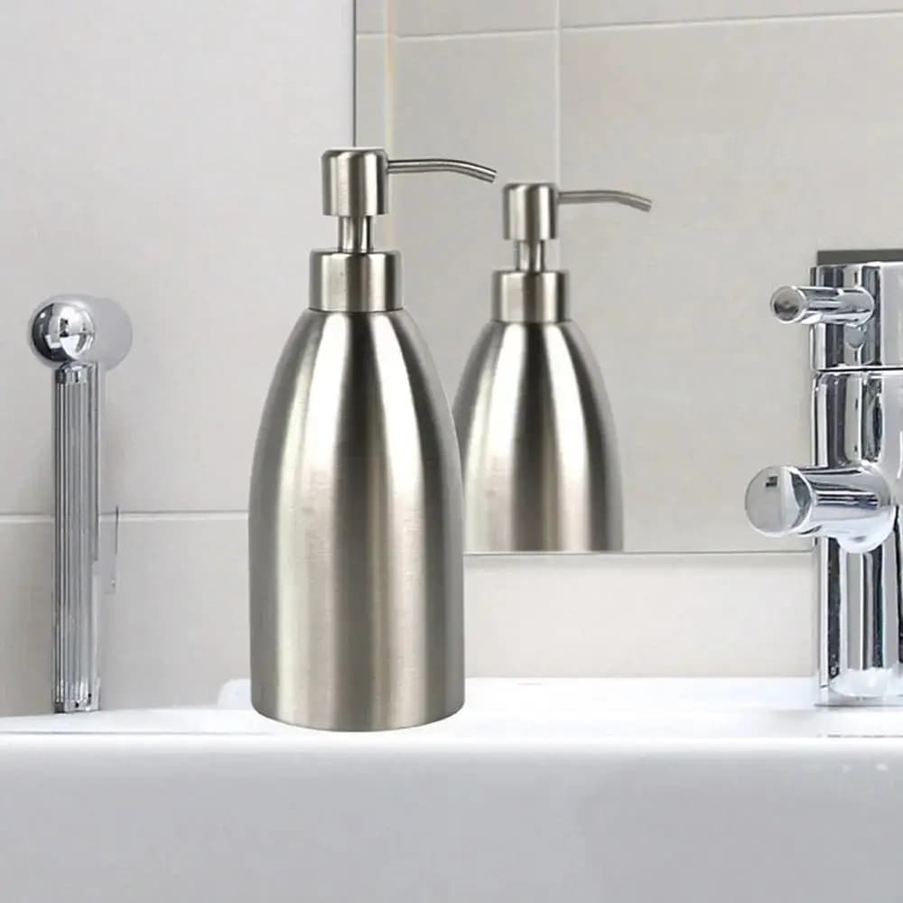 304 Stainless Steel Soap Dispenser Press Type Empty Hand Soap Bottle Capacity Hotel Shower Gel Container Bathroom Accessories