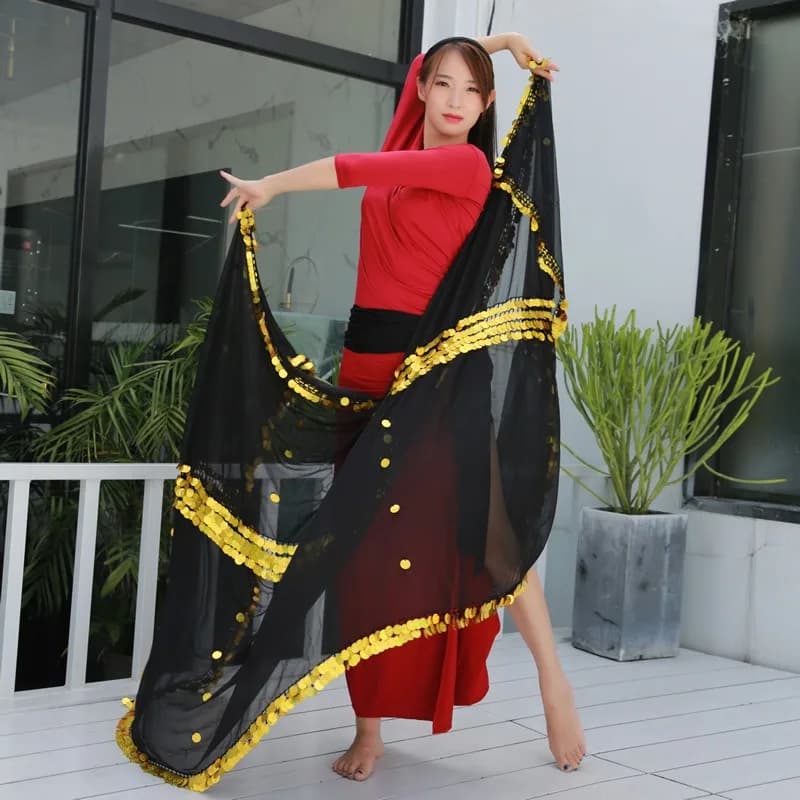 Danza popolare personalizzata Abito da danza del ventre originale Sciarpa pesante Sciarpa scintillante Sciarpa malaya in filato a mano