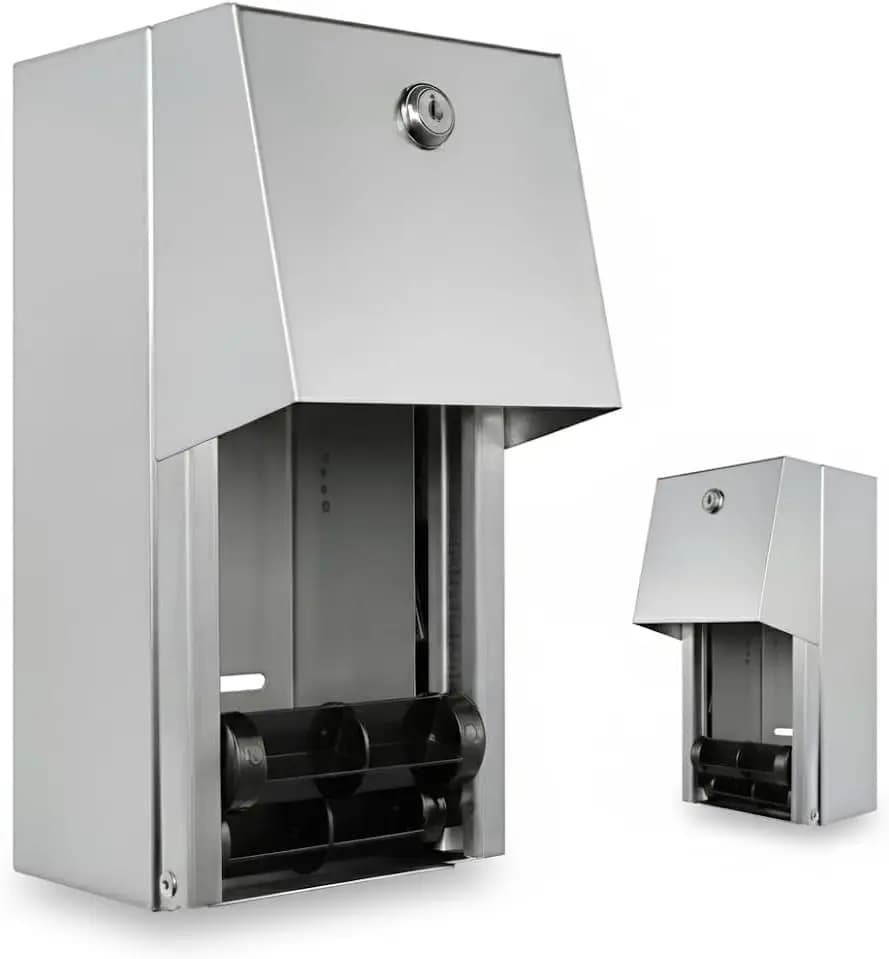 Dispenser di Carta Igienica Commerciale - Portarotolo Doppio in Acciaio Inox 304 - Supporto a Parete Robusto e Bloccabile per Bagni