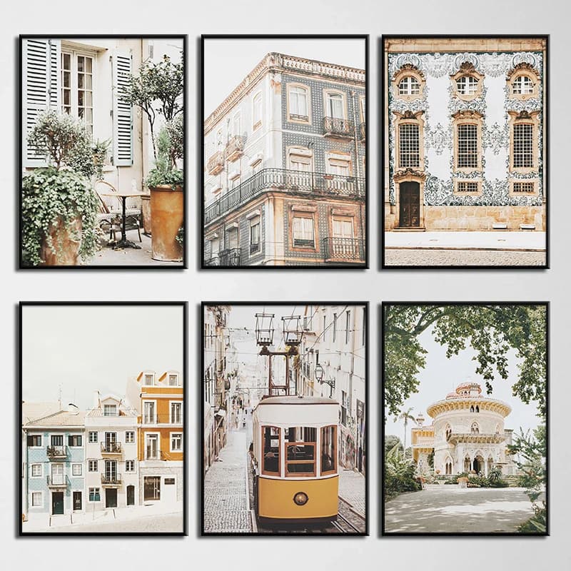 Portugal European Travel Landscape Poster Neutrals Print Canvas Painting Wall Art Picture for Living Room Home Decoration