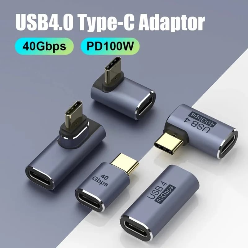 USB 4.0 40Gbps OTG Extension Cable Adapter USB C Male To USB C Female Adapter U-Shape Straight Angle Female To Female Converter