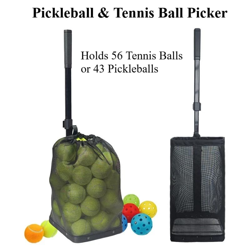 Pickleball & Tennis Ball Picker Telescopic Foldable Large Capacity Ball Collector No Bending Ball Retriever for Indoor Outdoor