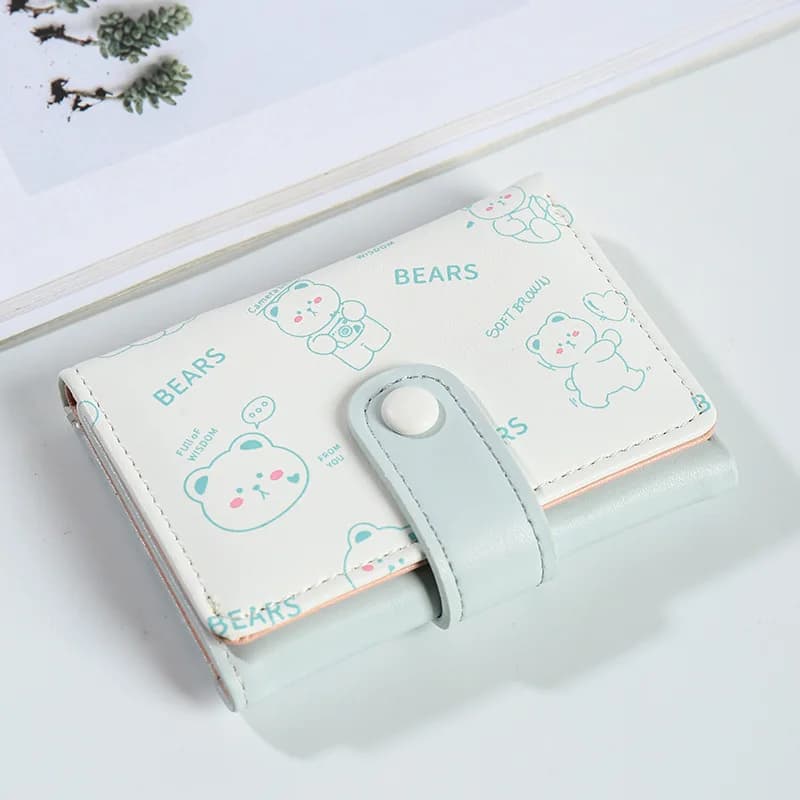 Vintage 3 Folds Mini Money Coin Purse Multi-slot Cute Kitten Dog Credit Card Holoder PU Leather Wallet Money Bag