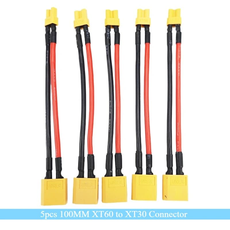 5pcs Adapter XT60 To XT30 Connector Male/Female Plug 14AWG 100MM Silicone Wire Cable for RC FPV Quadcopter CineLog35 Drone Expan