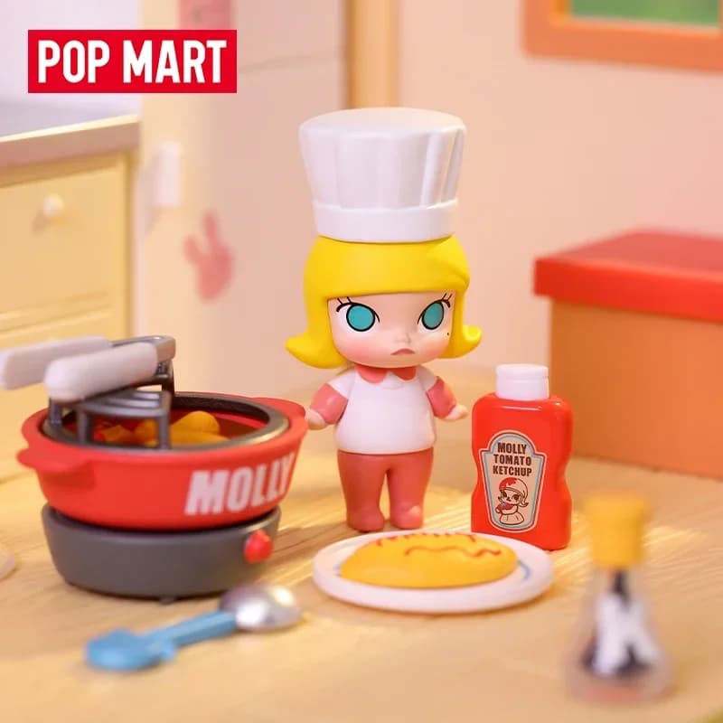 POP MART Molly Cooking Series Scatola cieca Giocattoli Kawaii Anime Action Figure Decorazione del desktop Scatola misteriosa a sorpresa Borsa cieca Giocattolo