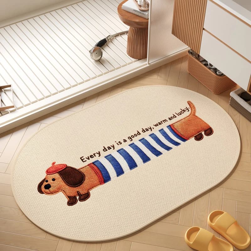 VIKAMA Tappetino da bagno per cani Dachshund, super assorbente, antiscivolo, ad asciugatura rapida, tappetino morbido e lavabile per la decorazione della casa