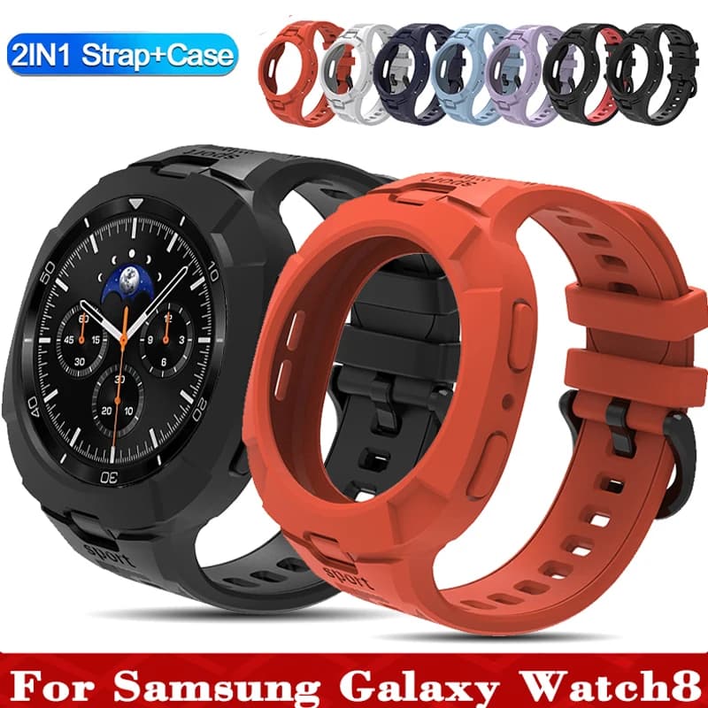 Custodia + cinturino per Samsung Galaxy Watch 8 44 40mm cinturino in silicone traspirante cinturino di ricambio per Samsung Watch 8 Classic 46mm