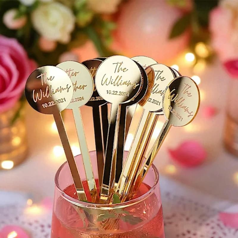 Personalized Acrylic Drink Cocktail Stirrer Custom Engraved Wedding Party Decoration Logo Cocktail Swizzle Stirrers for Party