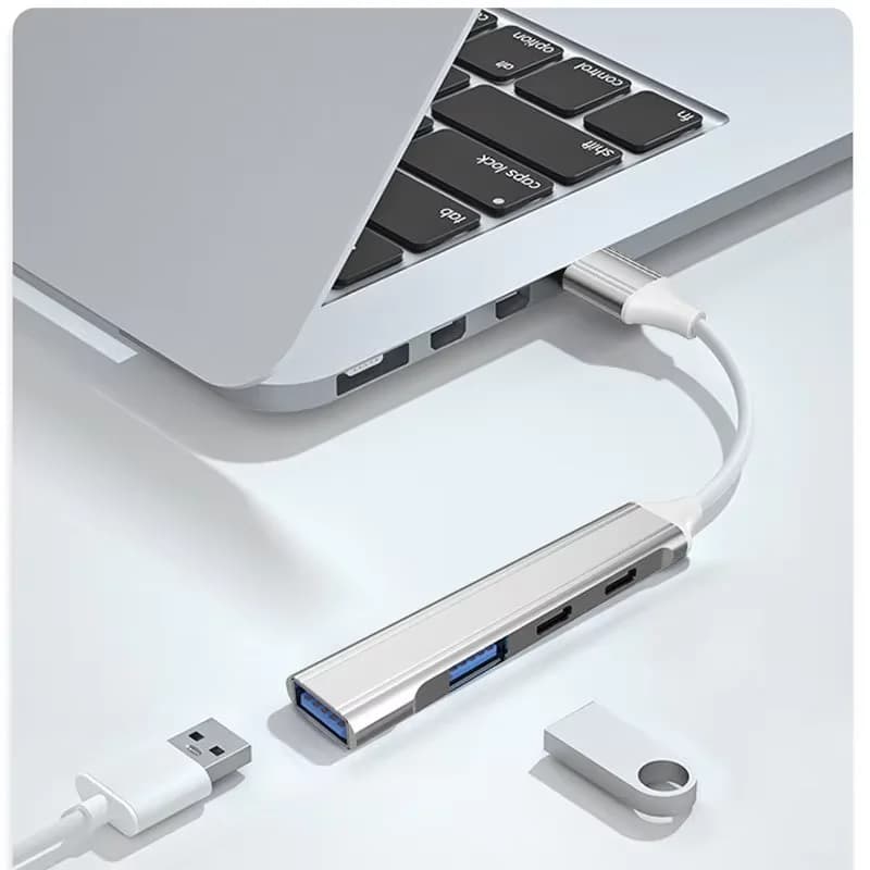 Multi Splitter in alluminio 4 in 1 Hub USB 2.0 USB 3.0 Hub USB Tipo C Adattatore dock Tipo C HUB per Xiaomi Huawei Notebook MacBook