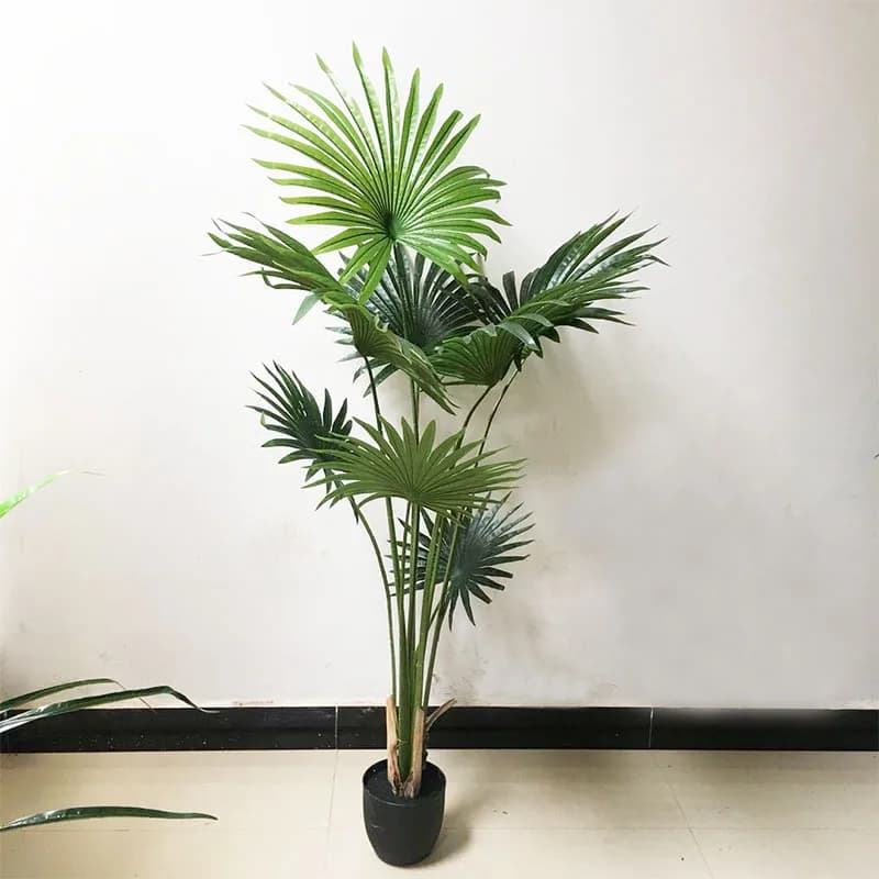 Artificial palm with Vase in Different Measures, Green Plants in Plastic, Large Bonsai