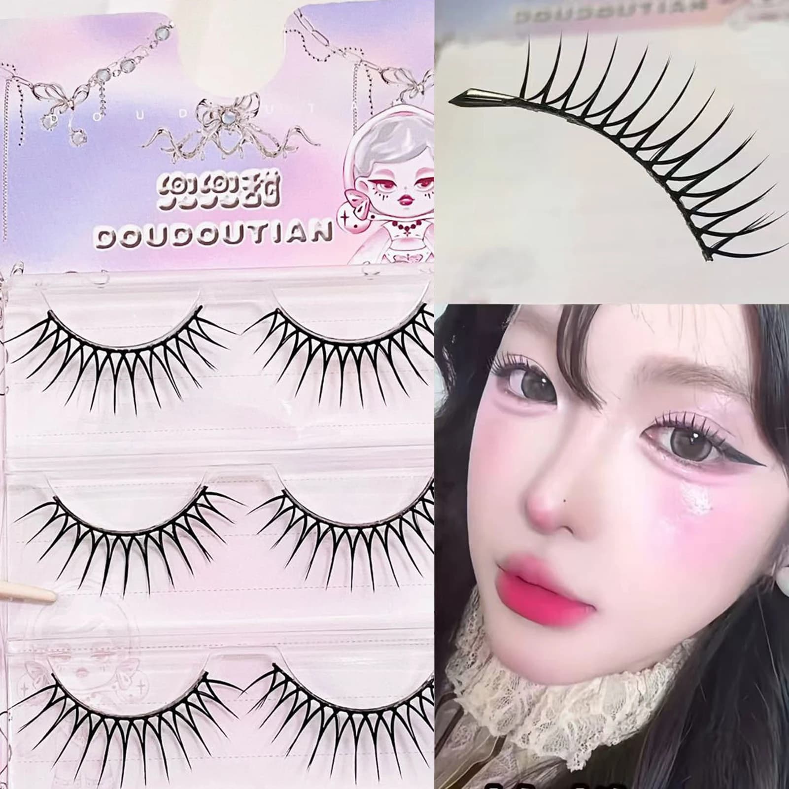 Ciglia a striscia effetto wispy per cosplay da donna, a forma di U, naturali, spesse e effetto wispy, per bellezza occhi, cosplay, strumenti per trucco fai da te
