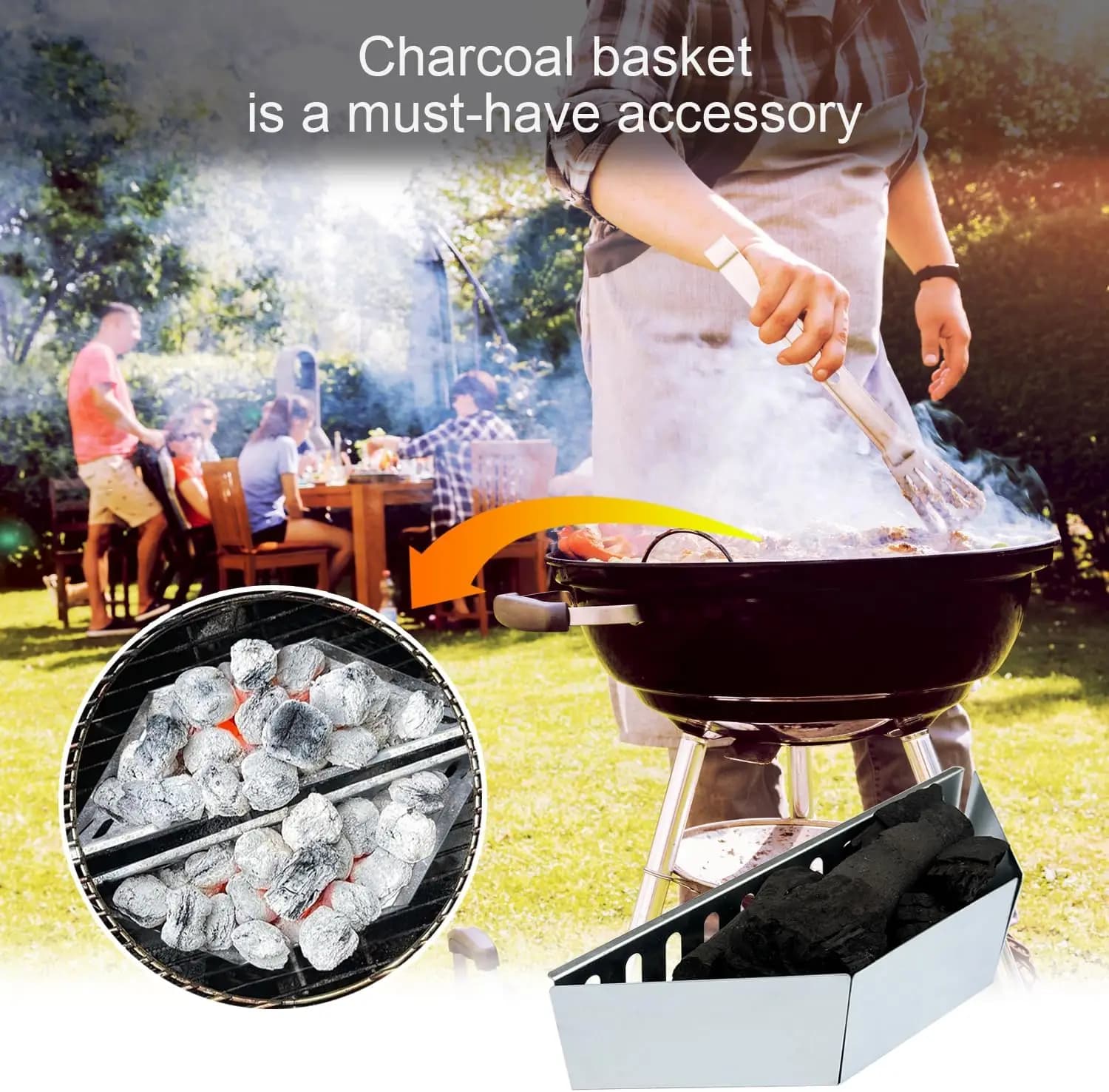 D2 2Pcs Charcoal Basket BBQ Charcoal Grill Basket Holders BBQ Grilling Accessories Replacement for BBQ Grill Tools Accessories