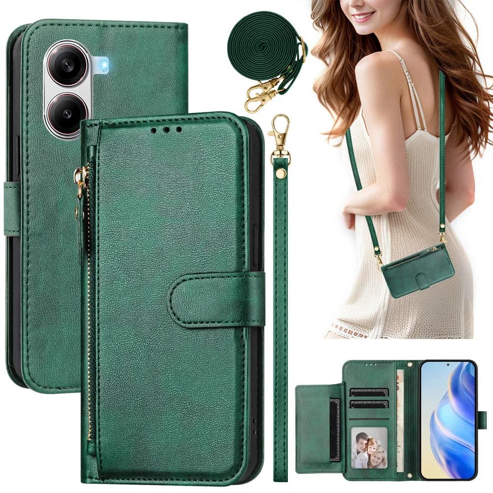 Zipper Wallet Case For Xiaomi Poco X8 Pro Max 5G Crossbody Leather Book Funda For Poco F8 Ultra Case X8 M8 F8 F7 M7 X7 Pro Cover