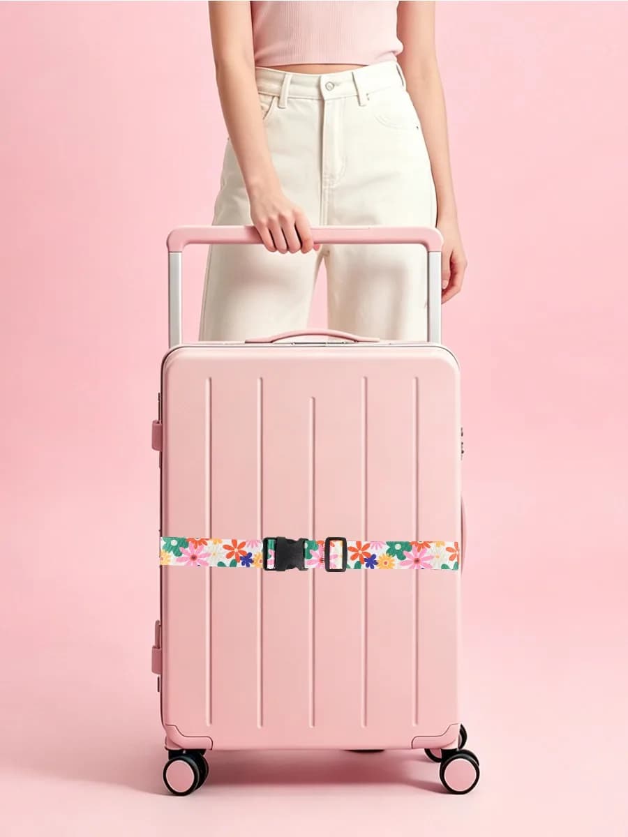 For Daily Business Trip Cute Casual Versatile Durable Luggage Strap Flower Heart Print Multi Function Adjustable