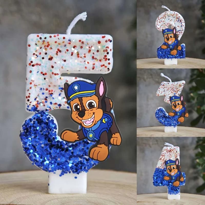 Paw Patrol Candle 0-9 Number Paw Patrol Theme Kids Birthday Party Cake Decoration Baby Shower Decoration