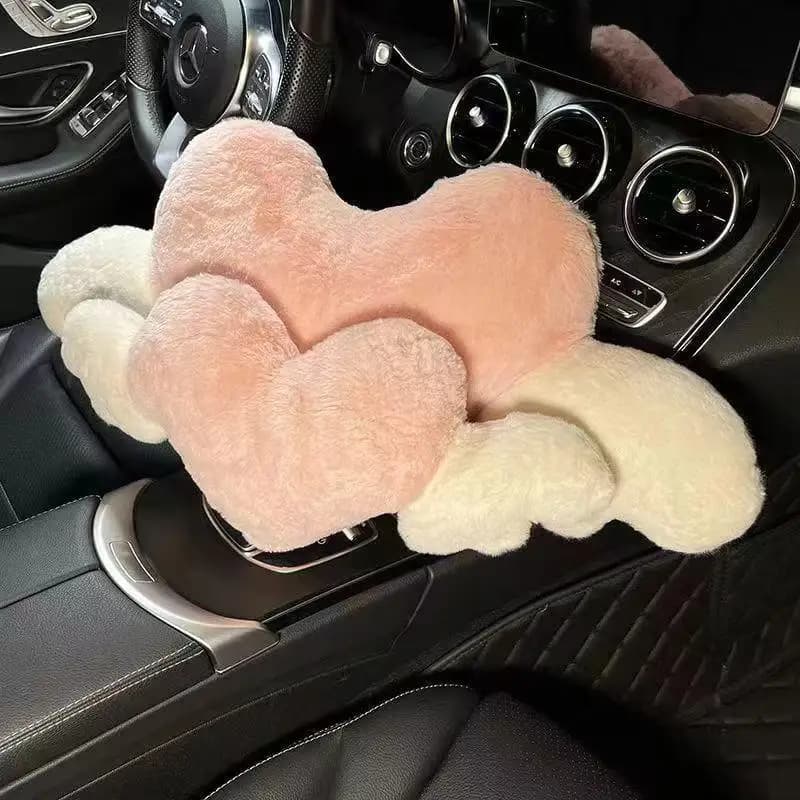 Cuscino per Auto a Forma di Cuore Rosa con Ali d'Angelo, Cuscino Lombare Morbido e Confortevole, Decorazione per Interni Auto