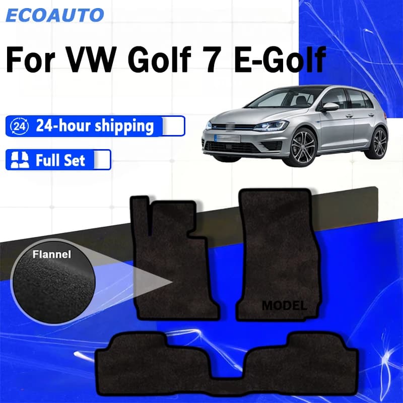 ECOAUTO Flannel Car Floor Mats For VW Volkswagen Golf 7 E-Golf GTE GTD GTI R Mk7 5 Door 2014~2019 Hatchback Anti-slip Rugs Foot
