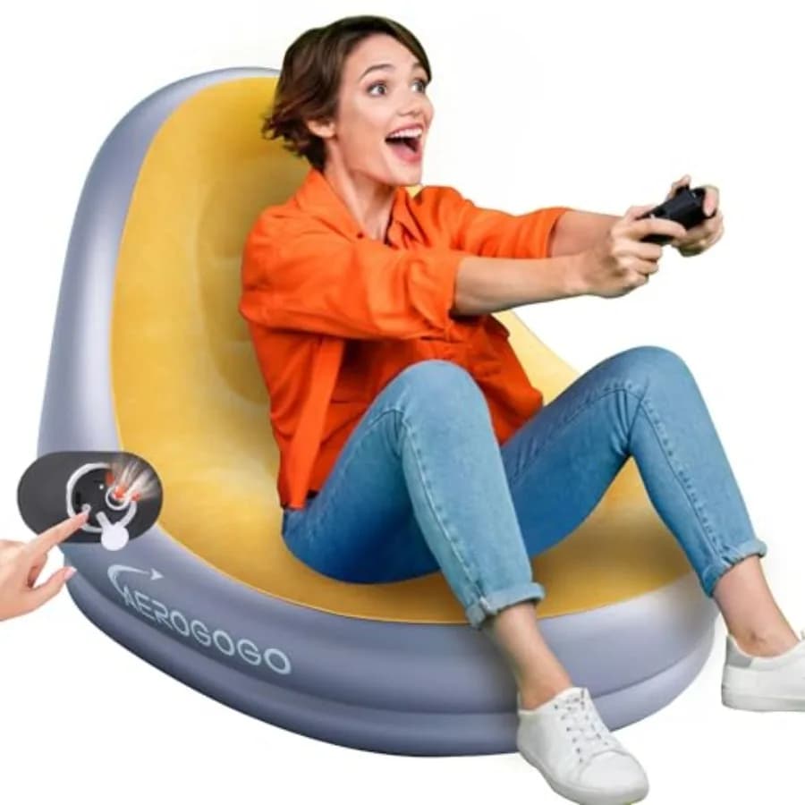 Inflatable Chair with Built-in Rechargeable Pump, 3kPa High-Pressure Gaming Chair for,Indoor/Office/Outdoor/Camping Use, PVC Ma