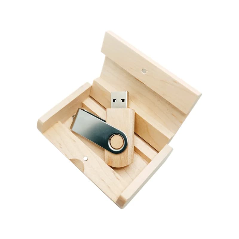 LOGO con incisione laser personalizzato gratuito Clip in argento Chiavetta USB 2.0 in legno 4 GB 8 GB 16 GB 32 GB 64 GB 128 GB e scatola in acero