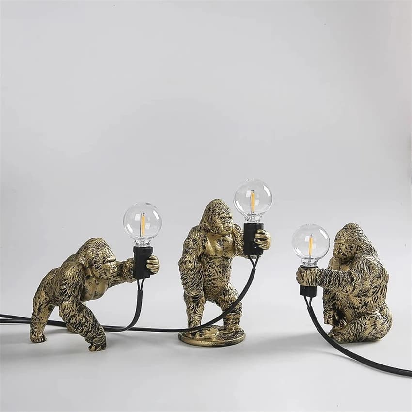 Lampade da tavolo a forma di gorilla nordico, decorazione artistica per camera da letto, luci da lettura, ornamento da scrivania, illuminazione per studio.
