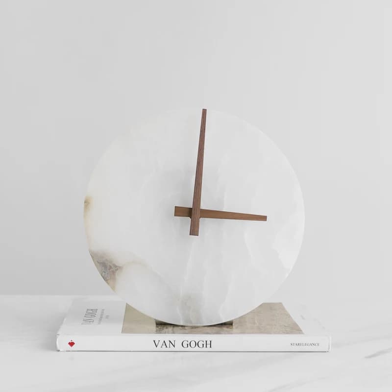 Lusso rotondo creativo in marmo 23 cm orologio rotondo pendolo campione soggiorno camera da letto TV bancone orologio decorazioni accessori