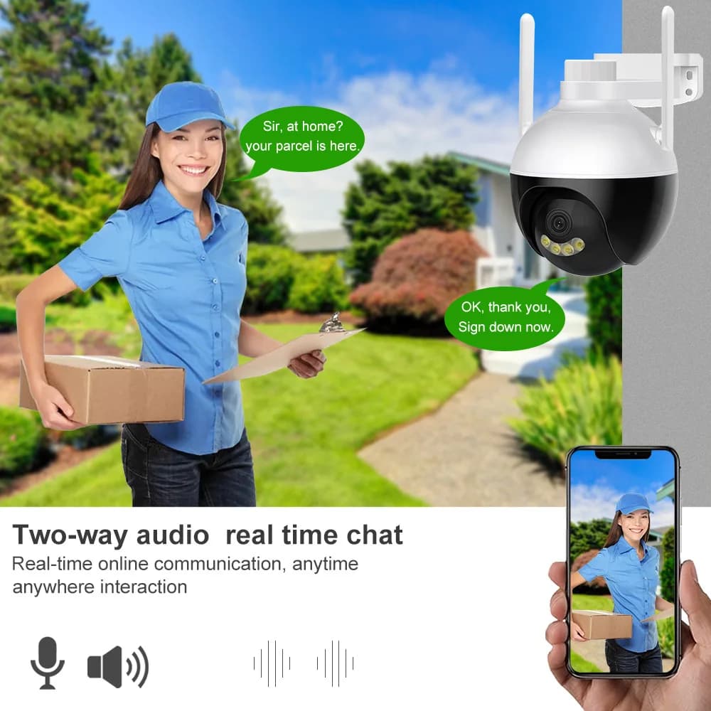 3MP 1296P V380/iCsee APP Telecamera dome IP PTZ wireless a colori AI Rilevazione umanoide Sicurezza domestica CCTV Citofono Baby Monitor