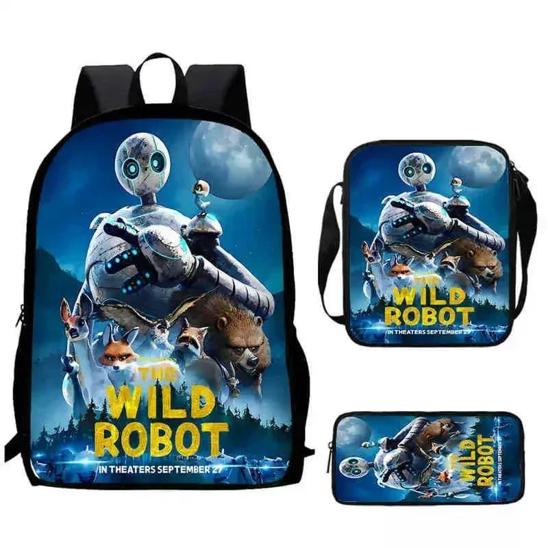 The Wild Robot Backpack Schoolbag Lunch Bag Pencil Case Set for Kids Students