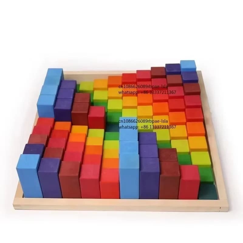 Children's Wooden Rainbow Blocks Construction Toy Games Boys and Girls Early Education Accessories Toy