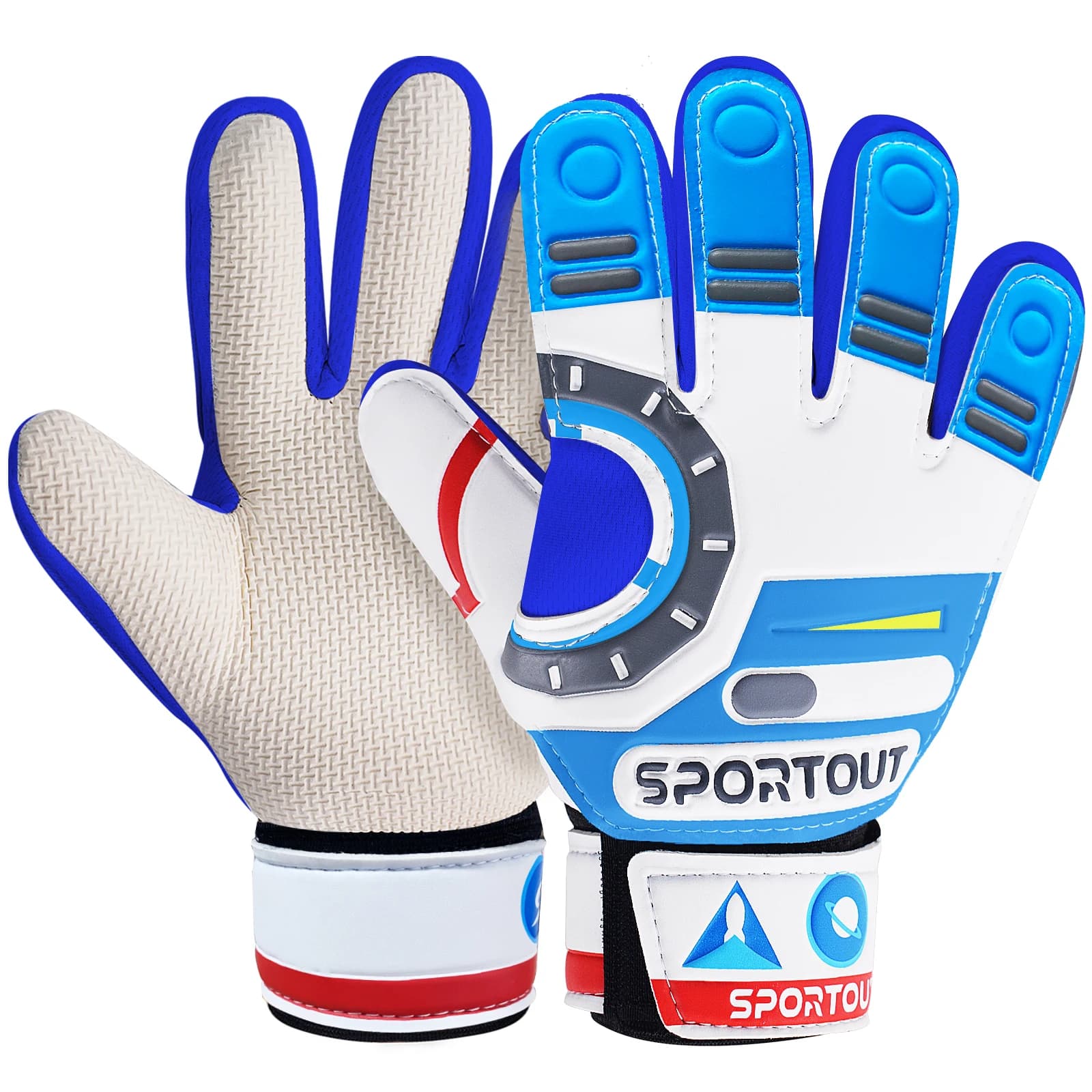 Guanti da portiere da calcio con doppia protezione del polso e materiale in lattice antiscivolo