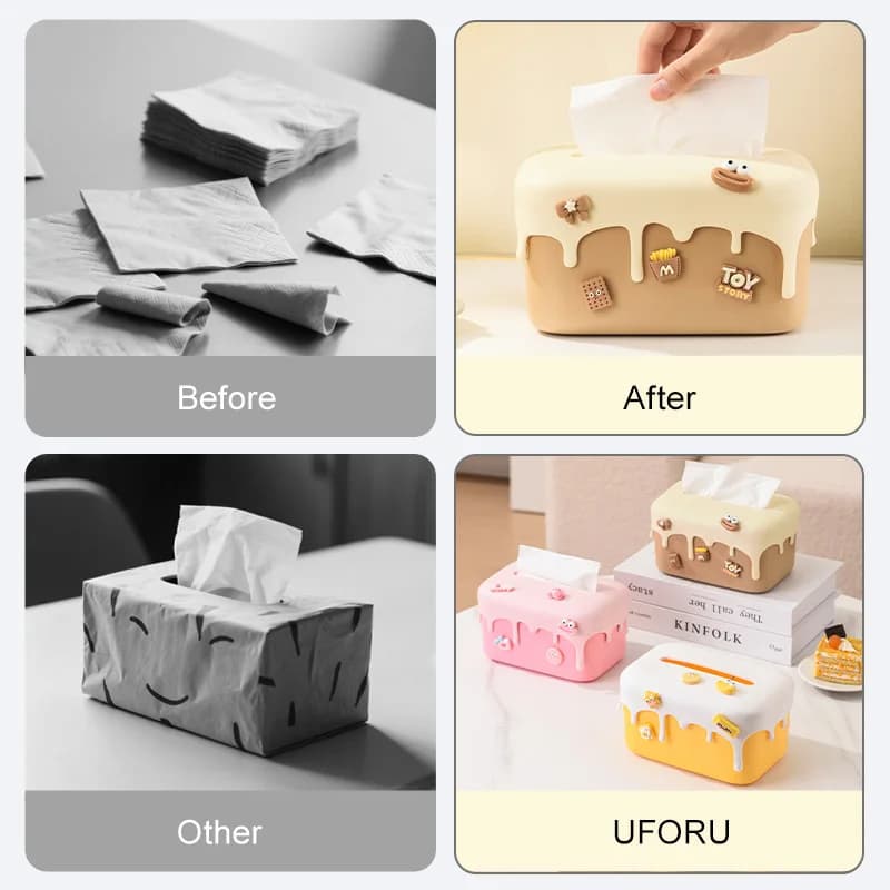 Uforu Porta tovaglioli di carta igienica per tovaglioli da cucina unici in plastica per ufficio