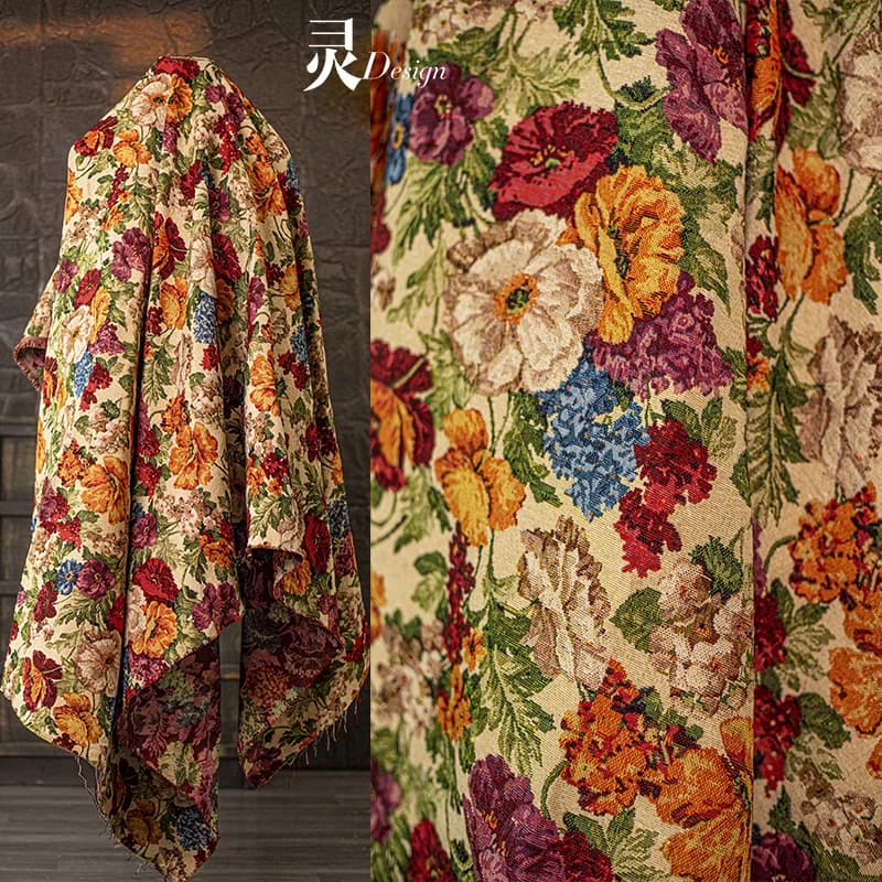 Tessuto Jacquard stile pittura a olio per abbigliamento borsa per abiti decorazione di sfondo tovaglia Designer tessuto per cucire fai da te