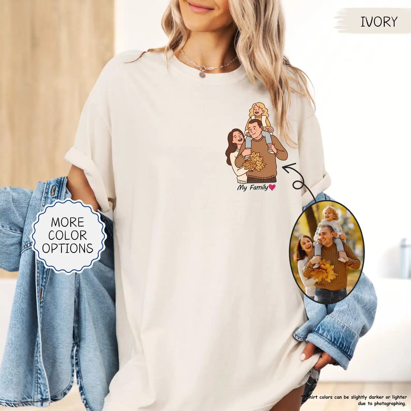 Customized Photo Image Graphic T-shirt Women Vintage Loose Casual Shirt Design Your Own Family Picture Tees for Daily Party