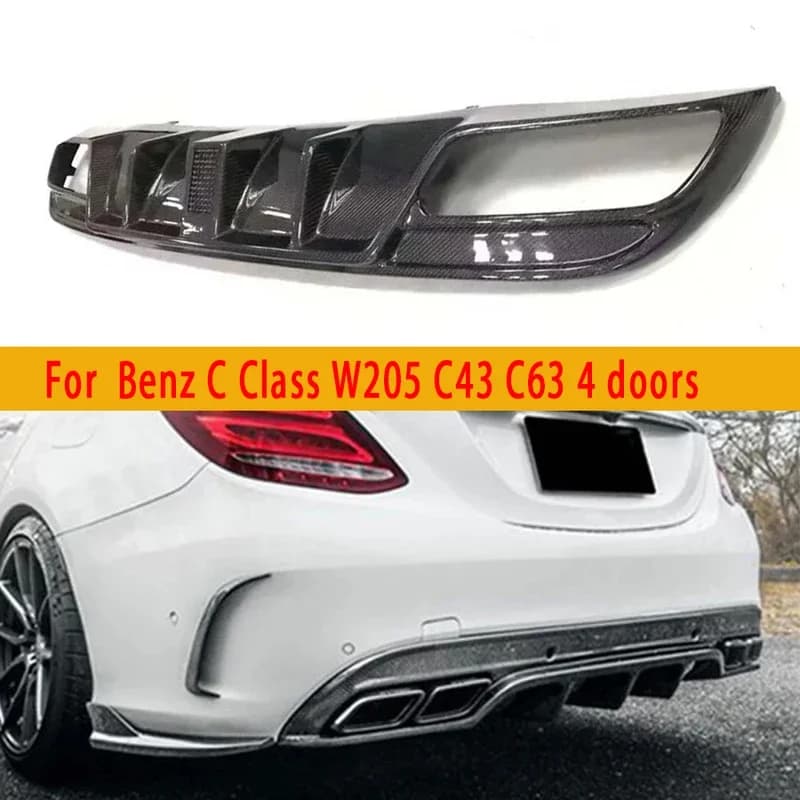 Per Mercedes Benz Classe C W205 C43 C63 Fibra di Carbonio Labbro Posteriore Auto Paraurti Posteriore Diffusore Splitter Spoiler Accessori Auto body kit