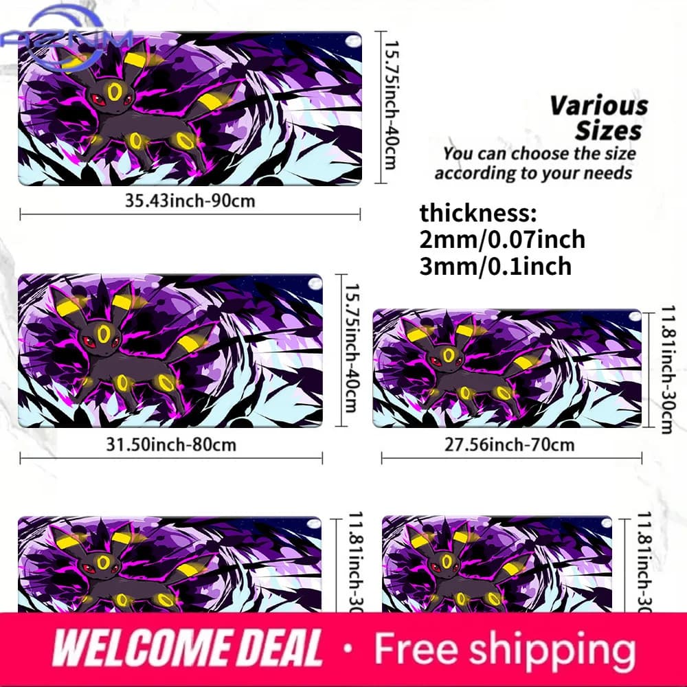 Tappetino da scrivania da gaming lavabile antiscivolo Umbreon Purple Aura