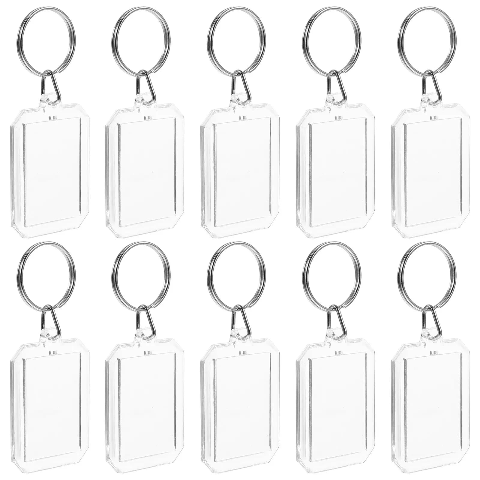 10 Pieces Transparent Acrylic Keychain with Photo Frame, Customizable for Decorations & Images
