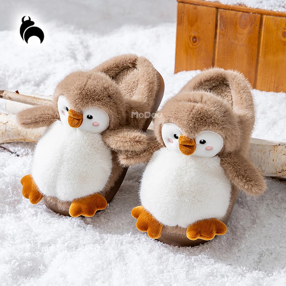 New Autumn and Winter Cute Penguin Warm Home Plush Women's Cotton Slippers for Home Use
