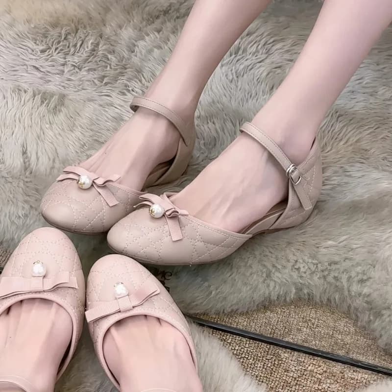 French Baotou Sandals Women 2026 Summer New Gentle Bow Versatile Comfortable Flat Single Shoes