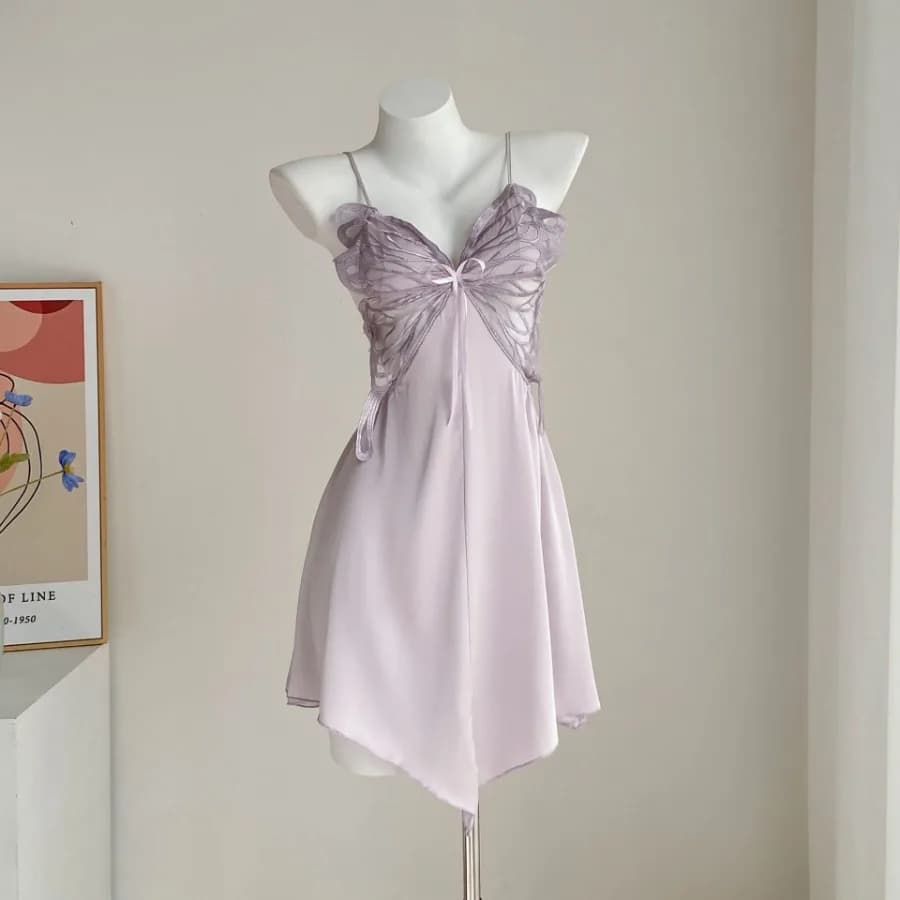 Sexy pajamas, pure desire style, women's style, spring and summer 2026, butterfly lace suspender nightdress, emotional temptati