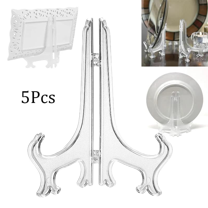 5 pezzi staffa per vassoio trasparente cavalletti in plastica supporti per piatti cornici per foto supporti per piedistallo per libri espositore decorazioni per rack