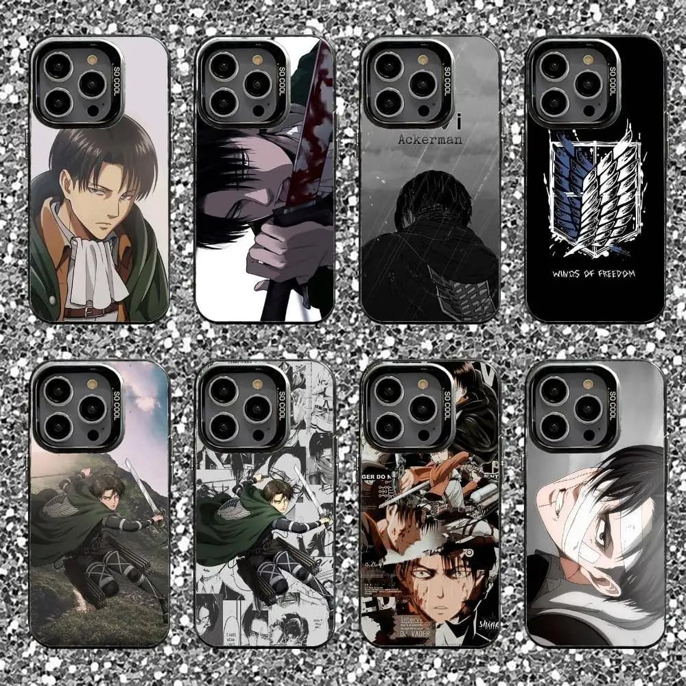 Custodia per telefono Levi Ackerman per iPhone 16,15,14,13,12,11,Pro,XS,Max,Plus,Mini,SE Cover antiurto opaca nera color caramello